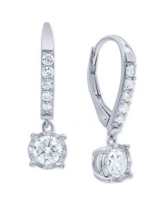 Diamond Drop Leverback Earrings (1 ct. t.w.) in 14k White Gold