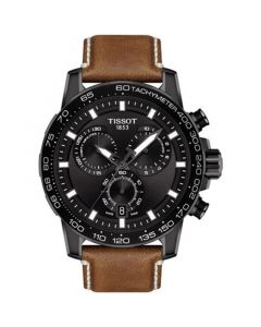 Men's Swiss Chronograph Supersport T-Sport Brown Leather Strap Watch 46mm