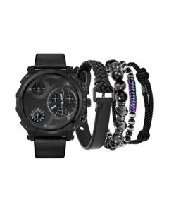 Men's Black Strap Watch 40mm Gift Set