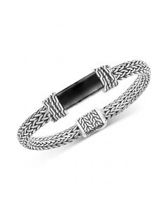 EFFY® Men's Onyx Woven Bracelet in Sterling Silver