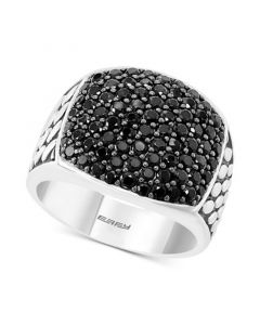 EFFY® Men's Black Spinel Cluster Ring in Sterling Silver