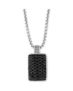 EFFY® Men's Black Spinel Dog Tag 22" Pendant Necklace in Sterling Silver