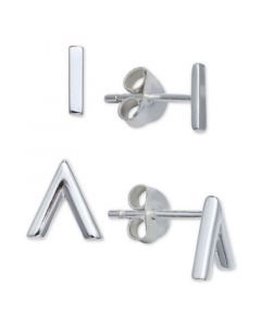 2-Pc. Set Polished Bar & Chevron Stud Earrings in Sterling Silver, Created for Macy's