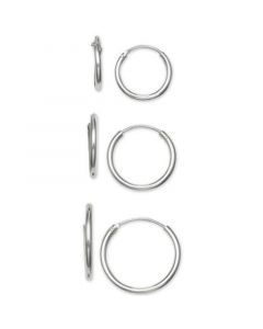 3-Pc. Set Small Endless Hoop Earrings in Sterling Silver, Created for Macy's