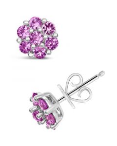 Pink Sapphire (1-1/4 ct. t.w.) Stud Earrings in Sterling Silver