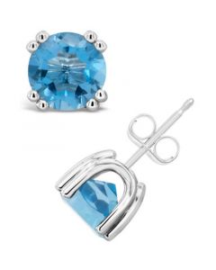 Swiss Blue Topaz (3-1/10 ct. t.w.) Stud Earrings in Sterling Silver