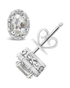 White Topaz (1-1/8 ct. t.w.) and Diamond Accent Stud Earrings in Sterling Silver