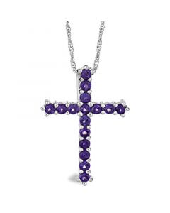 Amethyst (1-5/8 ct. t.w.) Cross Pendant Necklace in Sterling Silver