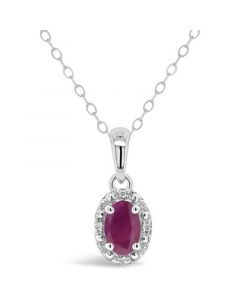 Ruby (5/8 ct. t.w.) and Diamond Accent Pendant Necklace in Sterling Silver