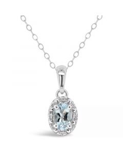 Aquamarine (3/8 ct. t.w.) and Diamond Accent Pendant Necklace in Sterling Silver (Also Available in Emerald)