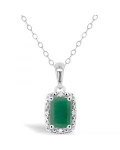 Sapphire (5/8 ct. t.w.) and Diamond Accent Pendant Necklace in Sterling Silver (Also Available in Emerald)