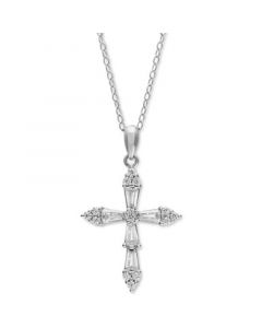 Cubic Zirconia Cross 18" Pendant Necklace in 18K Gold-Plated Sterling Silver, Created for Macy's