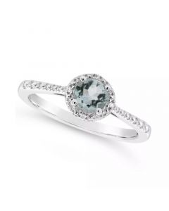 Emerald (1/2 ct. t.w.) and Diamond Accent Ring in Sterling Silver (Also Available in Aquamarine)