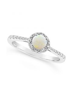 Opal (1/3 ct. t.w.) and Diamond Accent Ring in Sterling Silver