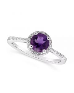 Amethyst (3/4 ct. t.w.) and Diamond Accent Ring in Sterling Silver (Also Available in Other Gemstones)