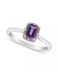 Gemstone and Diamond Accent Ring in Sterling Silver