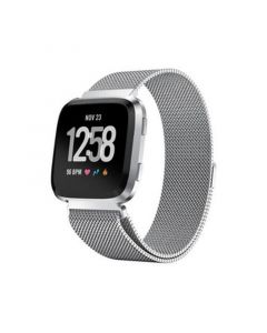 Unisex Fitbit Versa Silver-Tone Stainless Steel Watch Replacement Band