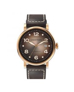 Men's Classic Collection Brown Flat-Cut Edge Leather Strap Watch 44mm