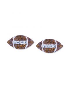 Crystal Football Stud Earrings in Sterling Silver