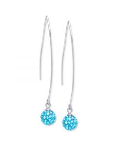 Light Blue Crystal Cluster Threader Earrings in Sterling Silver