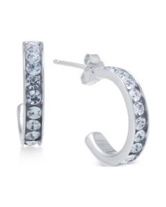 Small (5/8") Crystal Hoop Earrings in Sterling Silver