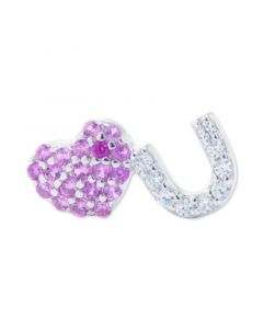 Cubic Zirconia "Heart U" Mismatch Stud Earrings in Sterling Silver