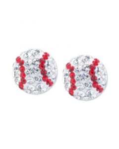 Crystal Baseball Stud Earrings in Sterling Silver