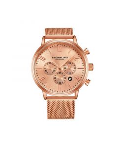 Men's Rose Gold Mesh Stainless Steel Bracelet Watch 48mm