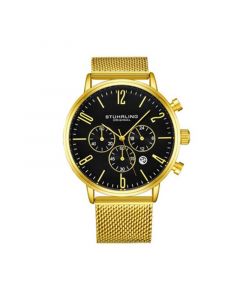 Men's Gold Tone Mesh Stainless Steel Bracelet Watch 48mm