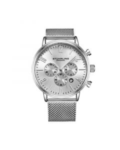 Men's Silver Tone Mesh Stainless Steel Bracelet Watch 48mm