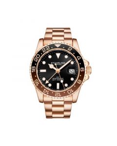 Men's Rose Gold Stainless Steel Bracelet Watch 42mm