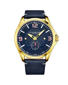 Men's Blue Leather Strap Watch 43mm