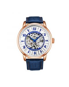 Men's Blue Leather Strap Watch 48mm