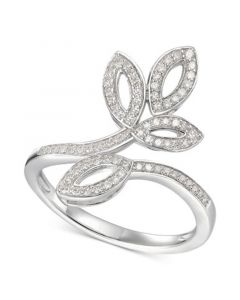 Diamond Leaf-Inspired Statement Ring (1/4 ct. t.w.) in Sterling Silver