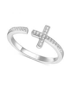 Diamond East-West Cross Ring (1/8 ct. t.w.) in Sterling Silver