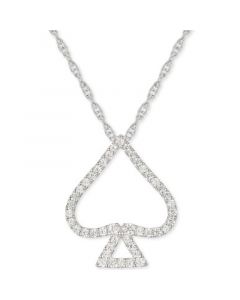 Diamond Spade 18" Open Pendant Necklace (1/4 ct. t.w.) in Sterling Silver