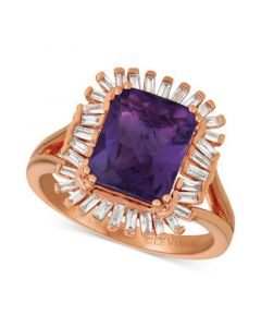 Amethyst (2-1/2 ct. t.w.) & Diamond (1/3 c.t. t.w.) Ring in 14k Rose Gold