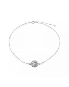 Cubic Zirconia Pavé Disc Ankle Bracelet in Sterling Silver or 18K Gold-Plated Sterling Silver