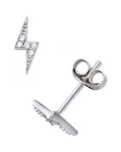 Cubic Zirconia Lightning Bolt Stud Earrings in Sterling Silver, Created for Macy's