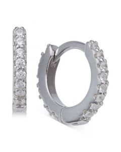 Extra-Small Cubic Zirconia Huggie Hoop Earrings in Sterling Silver, 0.4", Created for Macy's