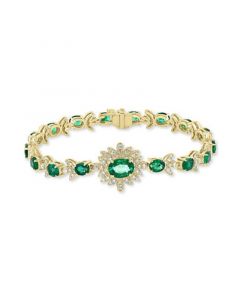 EFFY® Emerald (6-3/8 ct. t.w.) & Diamond (1-1/5 ct. t.w.) Link Bracelet in 14k Gold