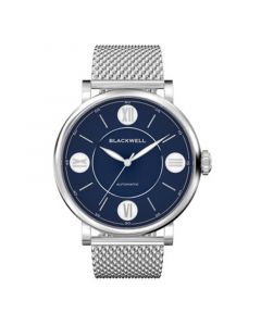 Blue Dial with Silver Tone Steel and Silver Tone Steel Mesh Watch 44 mm