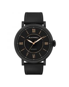 Black Dial with Black Plated Steel and Black Leather Watch 44 mm