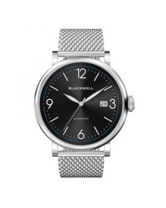 Sunray Black Dial with Silver Tone Steel and Silver Tone Steel Mesh Watch 44 mm