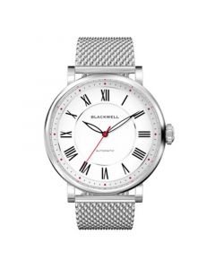 White Dial with Silver Tone Steel and Silver Tone Steel Mesh Watch 44 mm