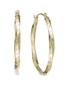 Textured Twisted Hoop Earrings in 10k Gold