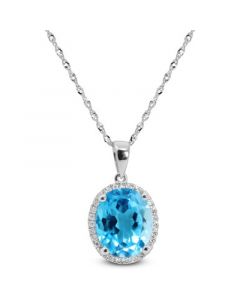 Blue Topaz (3-3/4 ct. t.w.) & Diamond (1/10 ct. t.w.) 18" Pendant Necklace