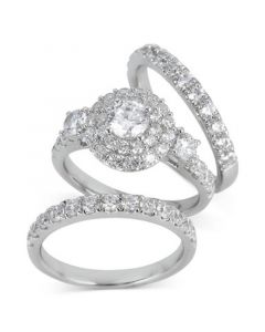 Diamond Double Halo 3-Pc. Bridal Set (3 ct. t.w.) in 14k White Gold