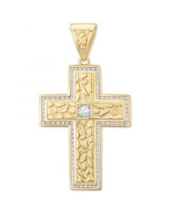 Diamond Textured Cross Pendant (1/2 ct. t.w.) in 10k Gold