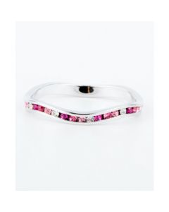 Pink Multi Crystal Stackable ring in Sterling Silver